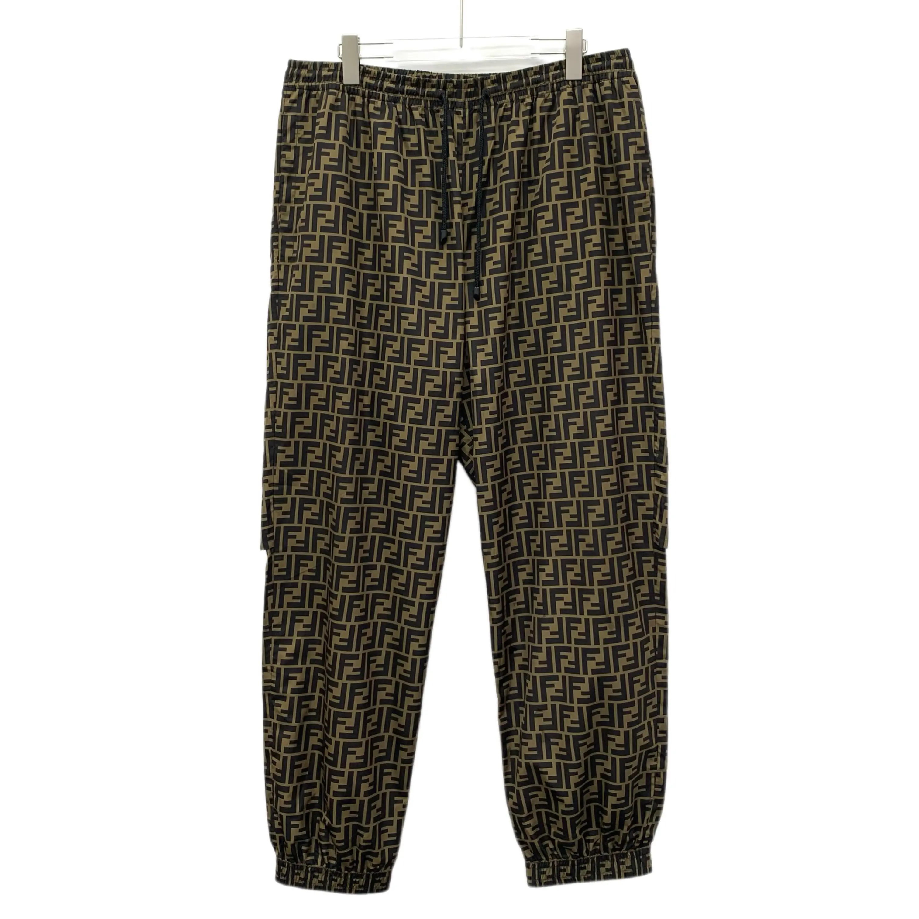 RDLT-Fendi Dark Brown Logo Print Jogger Pants-SIZE XL
