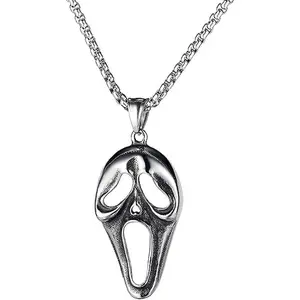 Ghost Face Mask Necklace - Stainless Steel Ghost Pendent Halloween Horror Jewelry Gift for Men and Women