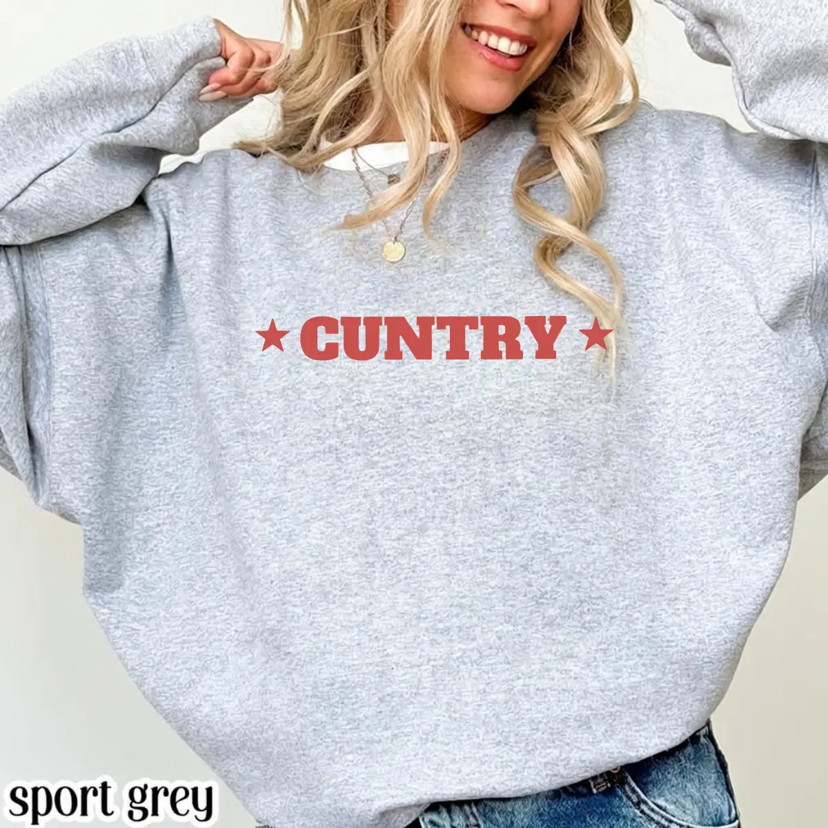 Cuntry Western Sweatshirt - Minimalist Country Music Concert Hoodie, Funny Cowboy Star Graphic Tee, Oversized Heavyweight Southern Humor Top