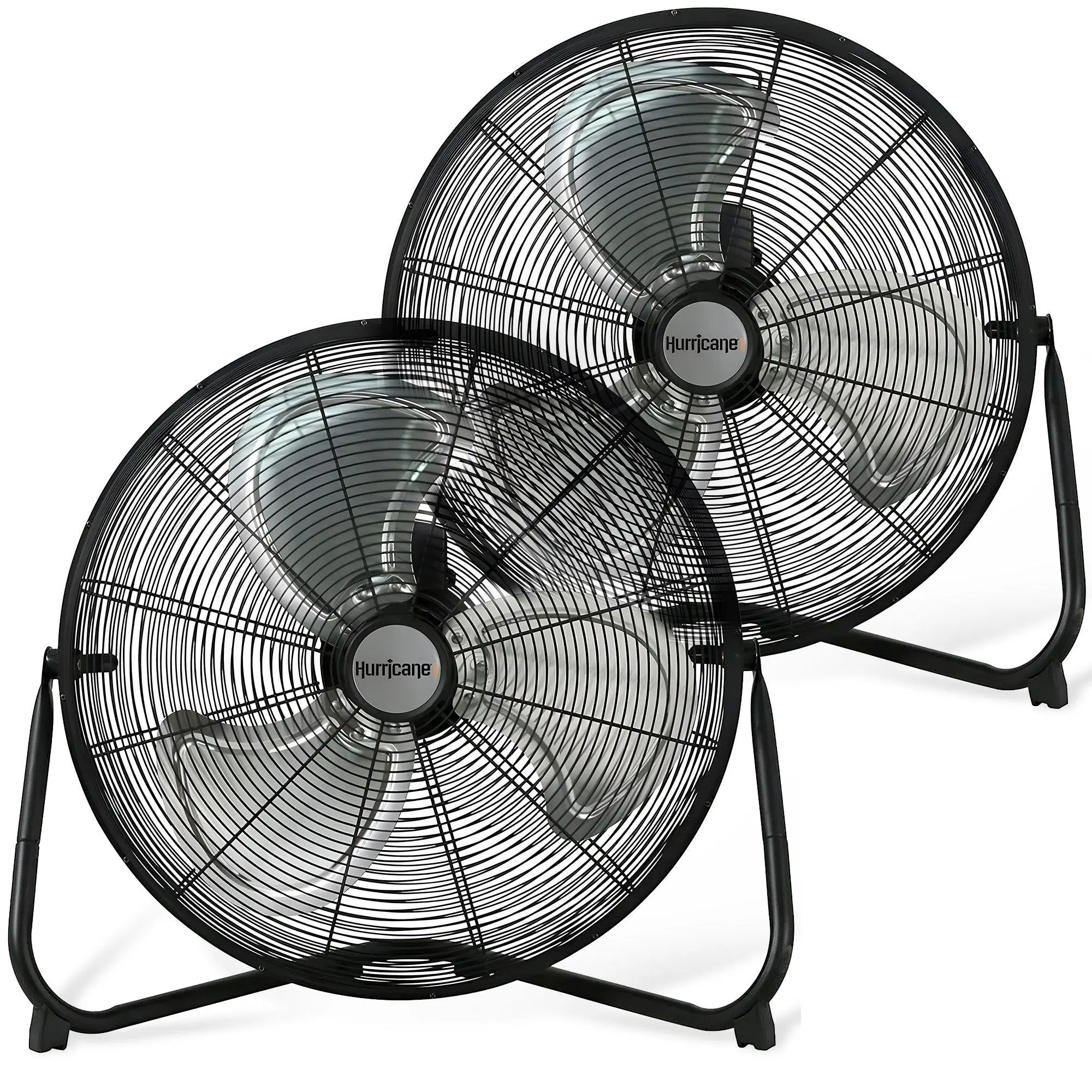 Hurricane Pro 20 Inch 3 Speed High Velocity Metal Floor Fan, Black (2 Pack)