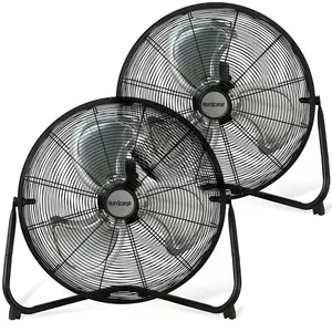 Hurricane Pro 20 Inch 3 Speed High Velocity Metal Floor Fan, Black (2 Pack)