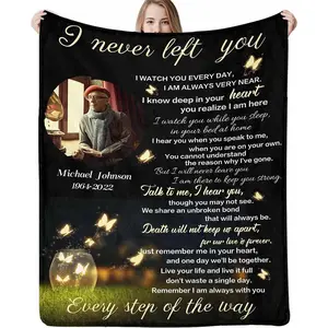 I Never Left You Custom Memorial Blanket Photos for Loss of Mom Dad Son Daughter Customized Memory Gift of Departed Loved Ones