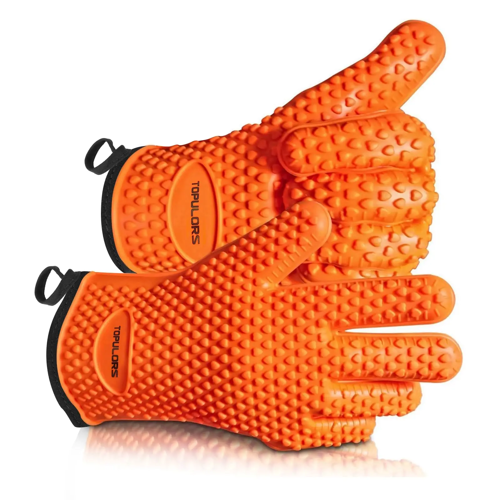 Silicone Gloves Oven Mitts with Inner Cotton Layer. Heat Resistant BBQ Smoker Grill Gloves Handle Grilling Barbecue Potholder Bakeware
