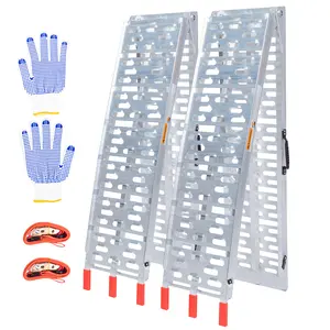 1840LBS 2 Pcs Thickened Motorcycle Bike Ramp With Handle -750 Lbs Capacity, 7.5ft Folding Ramp With Load Straps & Gloves For Pickup Trucks, Dirt Bikes, Motorcycles 90" L X 12" W