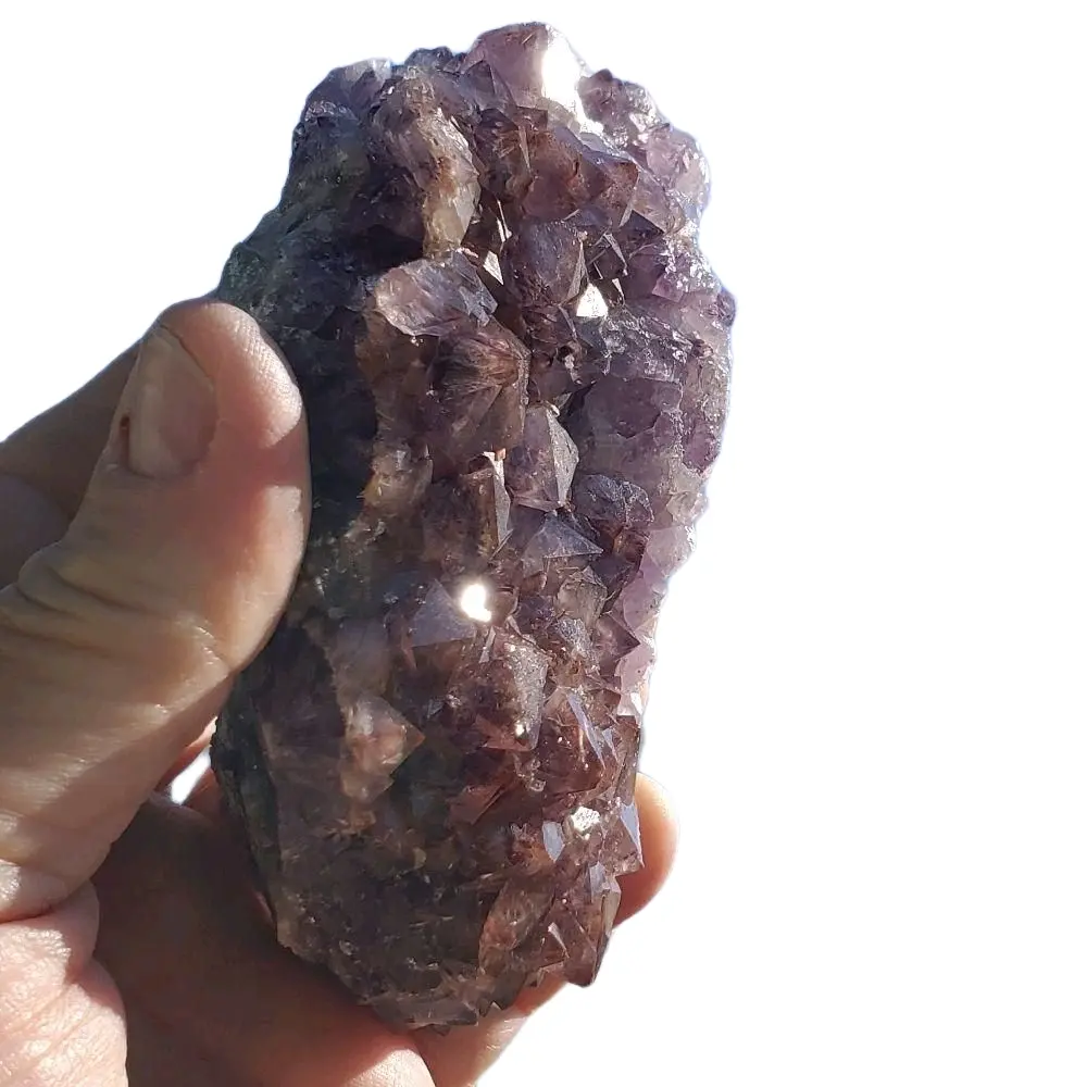 Thunder Bay Amethyst Cluster • 500 g Self-Standing Red-Tinted Crystal • Natural Canadian Quartz with Hematite Highlights