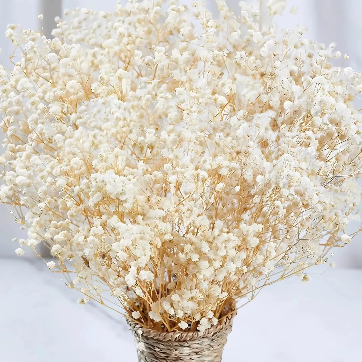 2500+ Dried Babys Breath Flowers Bulk - 17" Ivory White Dried Flower Bouquet, Real Natural Gypsophila Branches for Vase Filler, Wedding, Table Centerpiece, Home Decor, DIY Wreath Floral, Crafts