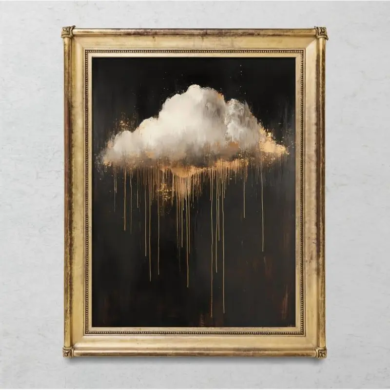 Artistic Black Gold Moody Dark Cloud Abstract Poster Prints, 12×18 in/24×36 in (60×90 cm), Modern Aesthetic Home Decor Wall Art for Living Room, Ideal Home Decor Gift