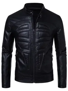 Men's Motorcycle Leather Jacket, Casual Multifunctional Slim Fit Riding Coat, Stand Collar Spring Fall Windproof Waterproof Faux Leather Jacket