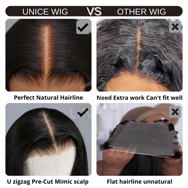 UNice Pre Everything Body Wave Wig with Drawstring Glueless 13x4 HD Lace Frontal Human Hair Wigs with Natural Hairline Easy Install Loose Wave Wig for Women