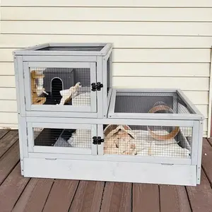 Aivituvin Wooden Hamster Cage for Dwarf Syrian Hamster-AIR57