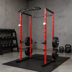 Power Cage for Home Gym, Heavy Duty Squat Rack with Pull-Up Bar, Dip Bars, Adjustable Safety Bars, Weight Workout Machine