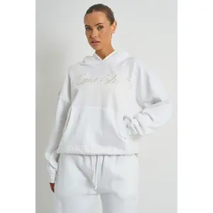 Kaiia Studio Script Logo Oversized Hoodie White