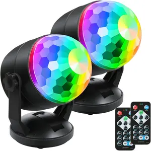 2-Pack Portable Sound Activated Party Lights Indoor, Battery Powered/USB Dj Disco Ball Strobe Lights For Car,Room, Adults Gifts, New Years Eve Party Supplies 2025 Christmas Decorations