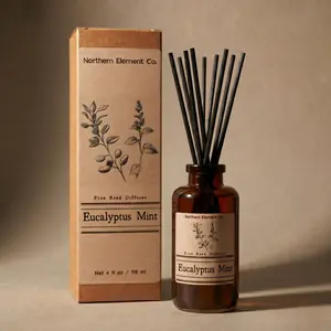 Eucalyptus Mint - Reed Diffuser 4oz - Herbal, Fresh Scent, Peppermint