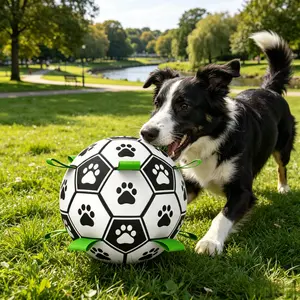 Inflatable Squeaky Dog Football Toy Durable Pet Chew Play Ball Interactive Training Game Ball Suitable for Home Backyard Outdoor Playing for Small Medium Large Dogs