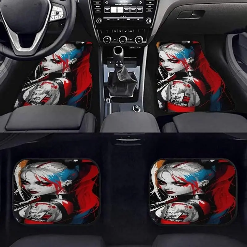 4pcs Universal Car Floor Mats, Automotive Mats, Car Mat Set, Car Accessories, Thick Printed Design Style, Fun Elements for Tesla Model Y, Small Cars, Suvs, Halloween & Christmas Gift, Car Interior Accessory