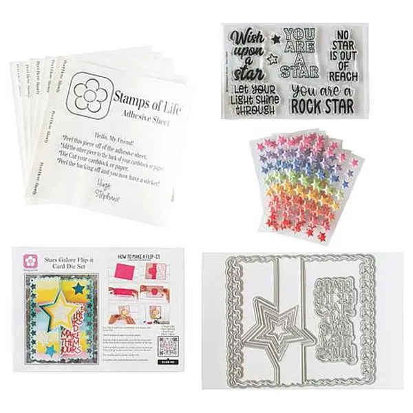 Crafts & Sewing Stamps of Life Stars Flip-It Interactive A2 Card Stamp and Die Set