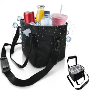 Family Size 4 Compartment Drink Bag, Multiple Tumbler Carrier Caddy, with Adjustable Strap, 4 Compartment Insulated Drink Holde, for Hiking, Walking, Sports, Family Outings & Daily Use