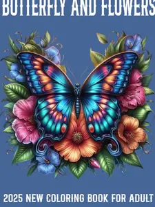 2025 New Butterfly And Flowers Coloring Book For Adult: 2025 New Butterfly And Flowers Coloring Book Large Print Butterflies Coloring Book