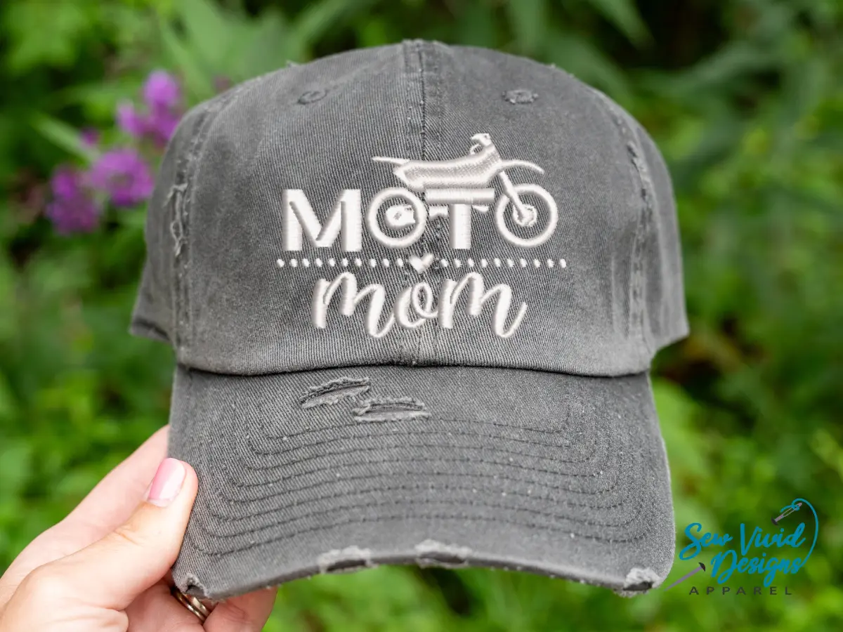 Moto Mom Hat | DISTRESSED Baseball Cap OR Ponytail Hat | Custom Motocross Mom Gift | Dirt bike racing | Supercross