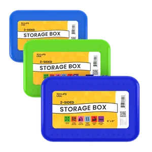 Double-Sided Jumbo Pencil Case - Plastic Student Organizer, 6 X 9 Inches, Assorted Colors