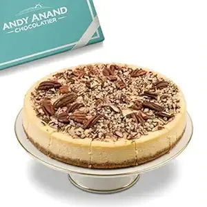 Andy Anand Caramel Pecan Cheesecake, 9-Inch, 2.8 lb – Freshly Baked, Real California Cream Cheese, No Preservatives, Birthday & Holiday Gift