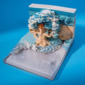 2026 Christmas Snow Scene 3D Tree House Paper Craft Calendar, Creative Artistic Decorative Item, Unique Holiday Gift Idea