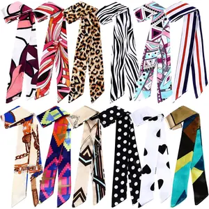12 Pcs Women Handbag Head Scarf Hair Purse Scarf Handle Ribbon Satin Head Neckerchief Silk Headband Charm for Gifts