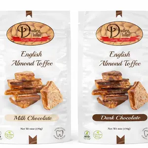 Milk & Dark Chocolate English Toffee  6oz Bags  Mixed Case 12 Milk  12 Dark