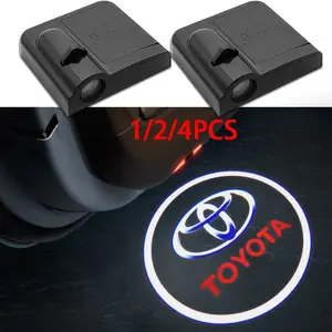 1/2/4PCS New Car Door Logo Led Welcome Night Light Wireless Projection Laser Lamp Projector Ghost Shadow Lights Car Accessories For Toyota Corolla C-hr Rav4 86 Avensis T25 Auris Land Cruiser Yaris Hilux Prius Camry