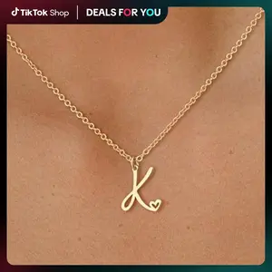 Initial Necklace For Women Dainty Letter Pendant Necklace Trendy Waterproof Simple Cute Necklaces Custom Personalized Monogram Choker For Summer For Blackfriday Christmas