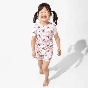 Floral Stripes Bamboo Kids Pajama Short Set