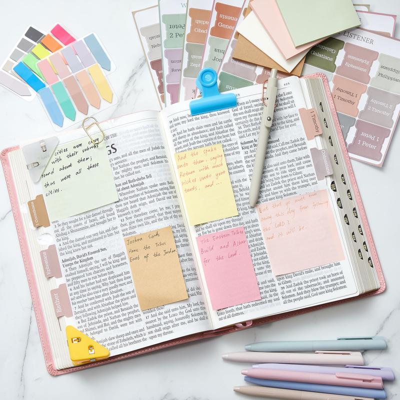 73pack Bible Journaling Kit for Christian with Pencil Case Highlighters Marker Gel Sticky Note Index Labels Pens Tabs Clips Aesthetic Annotation Kit for Bible Study, Bible Study Supplies School Stationery Easter Gift for Christian Women Teenagers Student