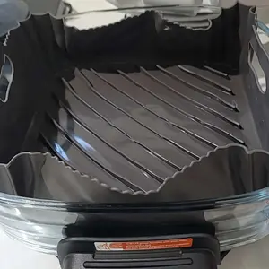 2 Pack Silicone Air Fryer Liners Square for 4-10 QT, Heat Resistant Pot Oven Liners Reusable Baking Tray Mat Kitchen Accessories Home Cooking Utensils