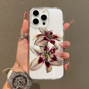 Magnetic Soft Case for iPhone11/12/13/14/15/16/promax, Watercolor Lily Design MagSafe Compatible,Aesthetic Pattern Design Lightweight,AntiScratch,and Trendy