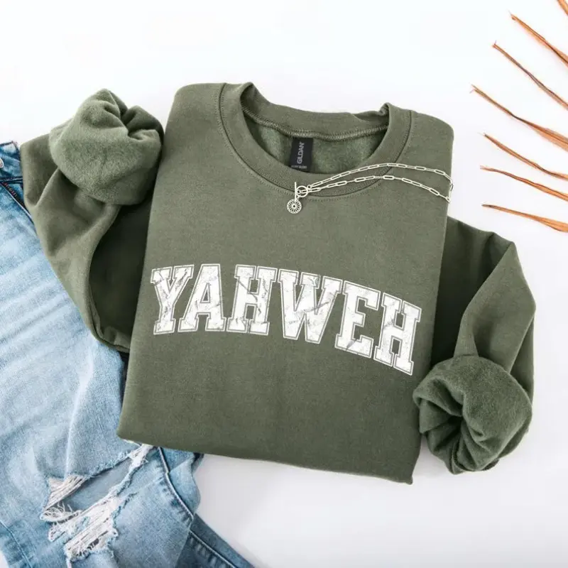 Yahweh Faith Over Fear Sweatshirt, Inspirational Christian Pullover, Bible Verse Crewneck, Religious Gift for Women & Men, Spiritual Winter Sweatshirt