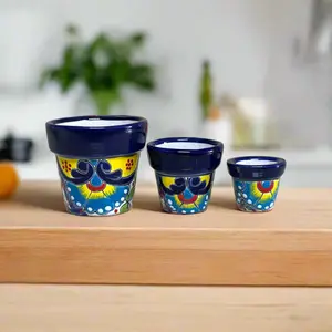 Mini Talavera Flower Pot Set | Colorful Mexican Planters (Set of 3)