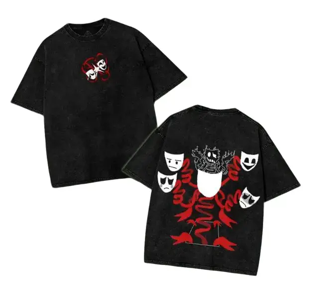 Gangle The Amazing Digital Circus Menswear Gift for anime fans Top Apparel Classic Seamless Simple designer shirts Men's Regular Fit Floral Print Tee Cotton Fabric Black Casual