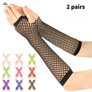 Thick Fishnet Elastic Sleeves Fashion Long Short Sun Protection Half Finger Gloves Stylish Outdoor Party Daily Matching Accessories