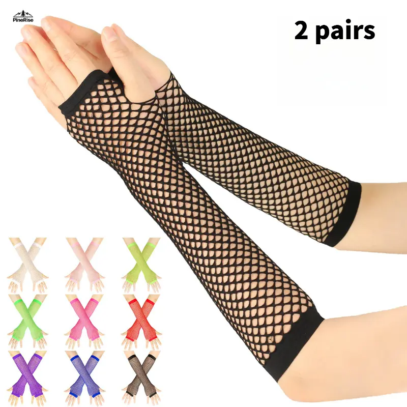 Thick Fishnet Elastic Sleeves Fashion Long Short Sun Protection Half Finger Gloves Stylish Outdoor Party Daily Matching Accessories
