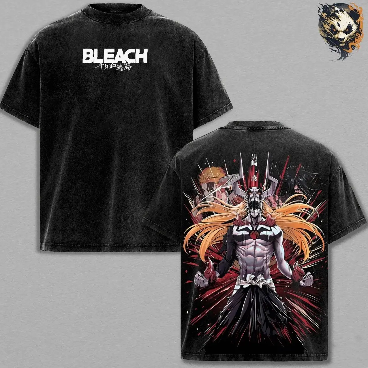 Ichigo Anime Washed Tee – Bleach Graphic T-Shirt, Orange Hair Shinigami Aesthetic Dark Power Energy Streetwear Hero Vibe Trendy Otaku Gift Hype Anime Fashion 009