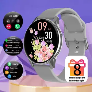 1.52 Inch Digital Smart Watch, Fitness Smart Watches, Women Fashion Multifunctional Sports Watch Health Tracker Sport Modes Notification Reminder Voice Assistant Custom Photo Wearable Smartwatch Android IOS 8 Straps