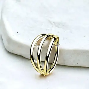 Titanium Triple Hoop Nose Ring, Simple Triple Hoop Look Septum Nose Cartilage Conch Piercing Hinged Clicker Hoop Ring