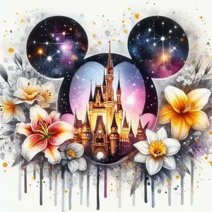 5D DIY Full Diamond Round Drill - Diamond Painting Kit Castle, Floral Mosaic Canvas DIY Wall Art, Home Wall Decoration, Diamond Art Tools
