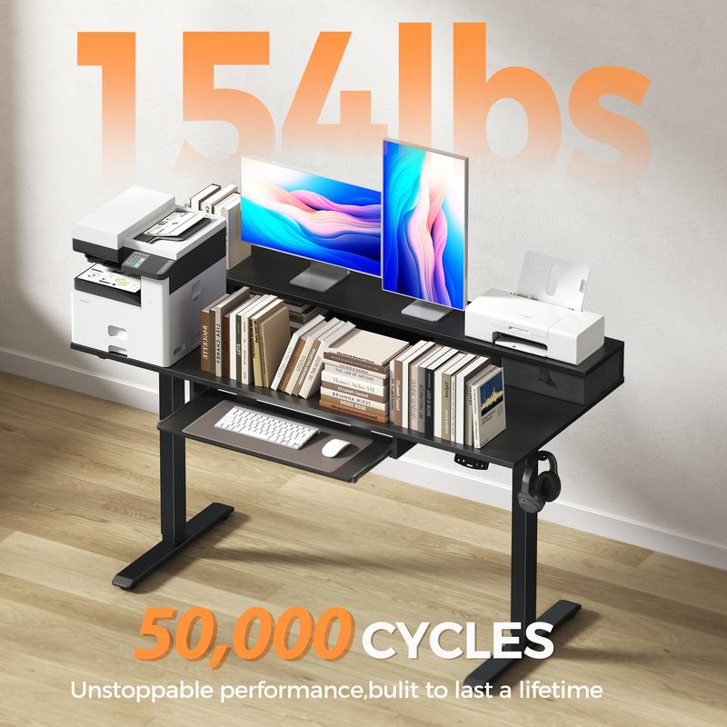 Agilestic Electric Standing Desk with 2 Drawers & Keyboard Tray, Adjustable Home Office Desk Ergonomic Sit to Stand Computer Desk with Hooks for Gaming & Work,Black/ Rustic Brown/White/oak Agilestic Electric Standing Desk with 2 Drawers & Keyboard Tray, Adjustable Home Office Desk Ergonomic Sit to Stand Computer Desk with Hooks for Gaming & Work,Black/ Rustic Brown/White/oak