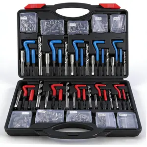314 count Thread Repair Kit, Metric Helicoil Repair Kit with HSS Drill Bits Inserts Taps Break Off Tools: M5 M6 M8 M10 M12, SAE Helicoil Kit: 1/4" 5/16" 3/8" 7/16" 1/2"