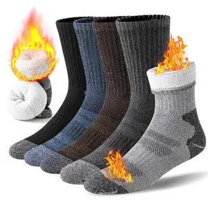 5 Pairs Merino Wool Hiking Socks For Women & Man Compression Support Sweat Absorbing Breathable Thick Cushion Work Socks Festival Gift Socks Menswear Bestie