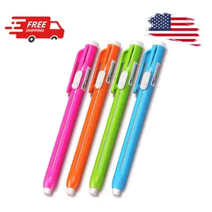 Retractable Mechanical Eraser Pen, Pen-Style Erasers Assorted Color, 4 Pack