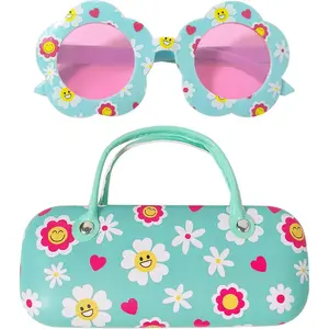 Kids Daisy Sunglasses & Case Set – Polarized Lenses – Sweet Floral Design – Ages 8+