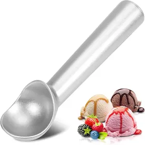 Ice Cream Scoop, Non-stick Antifreeze One-Piece Aluminum Scoop, Ergonomic Design, Durable, Easy to Clean, Suitable for Gelato, Cookie Dough, Sorbet, Almond Ice Cream (Silver) - Gelato Scoop, Ice Cream Scoop, Ice Cream Scoop